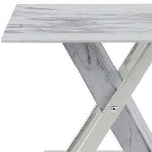 Homeroots 18" Silver And White Solid And Manufactured Wood Square End Table   383821