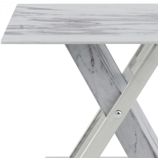 Homeroots 18" Silver And White Solid And Manufactured Wood Square End Table   383821