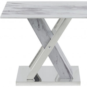 Homeroots 18" Silver And White Solid And Manufactured Wood Square End Table   383821