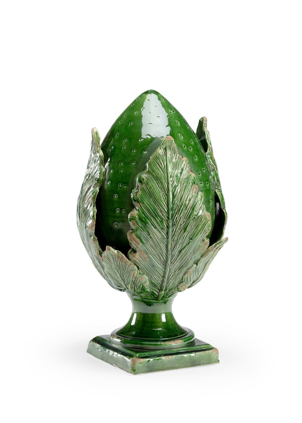 Chelsea House Small Hand-Glazed Forest Artichoke Decorative Porcelain Accent In Aged Emerald Green For Shelves 383823