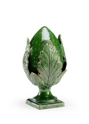 Chelsea House Small Hand-Glazed Forest Artichoke Decorative Porcelain Accent In Aged Emerald Green For Shelves 383823