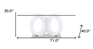 Homeroots White Tone Geometrical Style Base With Rectangular Glass Top Dining Table   383828