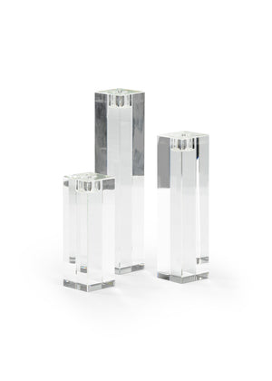 Chelsea House Statue Clear Crystal Candlesticks Set — Faceted Taper Holders For Elegant Mantel, Tabletop Glow 383831