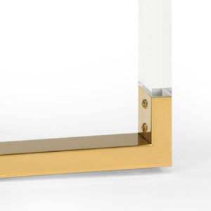 Chelsea House Moravian Clear Acrylic Side Table With Glass Top & Polished Brass Trim — Compact, Modern Accent Piece 383847