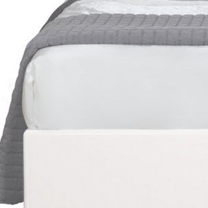 Homeroots White Tone Queen Bed With Dark Grey Zebrano Details On Headboard And Bottom Rail Accent  Wood 383850