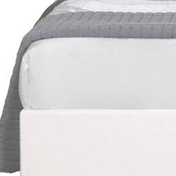 Homeroots White Tone Queen Bed With Dark Grey Zebrano Details On Headboard And Bottom Rail Accent  Wood 383850