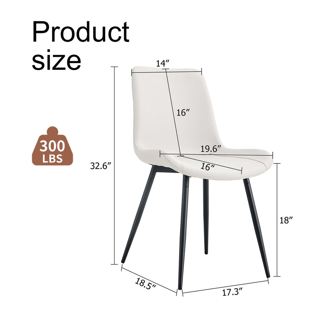 English Elm White Faux Leather Dining Chairs Set of Six with Black Metal Legs Modern Kitchen Seating W1151P180076