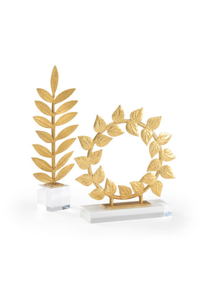 Chelsea House Leaf Antique Gold Sculptural Accent By Claire Bell On Clear Acrylic Base — Organic Mantel & Desk Decor 383866