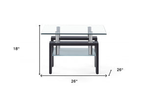 Homeroots 18" Dark Walnut And Clear Glass End Table   383884