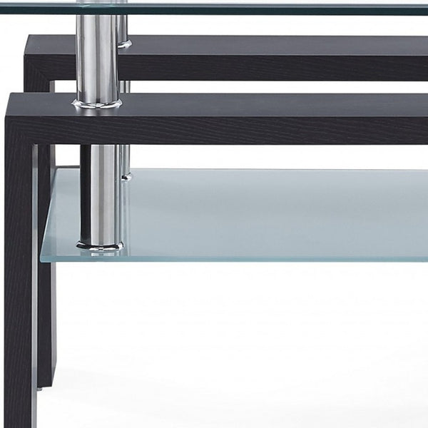 Homeroots 18" Dark Walnut And Clear Glass End Table   383884