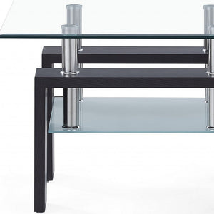 Homeroots 18" Dark Walnut And Clear Glass End Table   383884