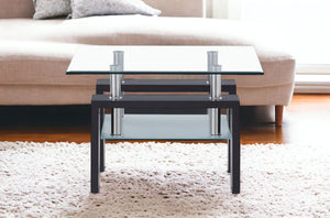 Homeroots 18" Dark Walnut And Clear Glass End Table   383884