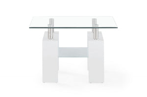 Homeroots 18" White And Clear Glass End Table   383886