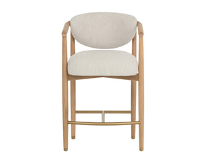 Sunpan SIGRID Counter Stool - Scandinavian Style Light Oak Frame with Monument Oatmeal Upholstery Comfort 112155
