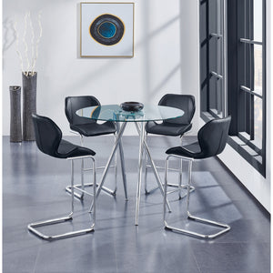 Homeroots Chrome Metal Legs Bar Table With Round Tempered Glass Top   383891