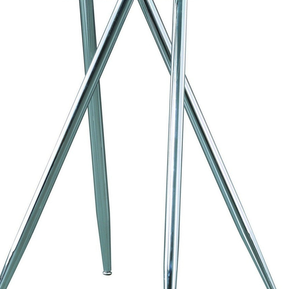 Homeroots Chrome Metal Legs Bar Table With Round Tempered Glass Top   383891