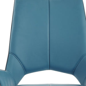 Homeroots Set Of Two Turquoise And Silver Upholstered Faux Leather Dining Side Chairs  Metal 383899