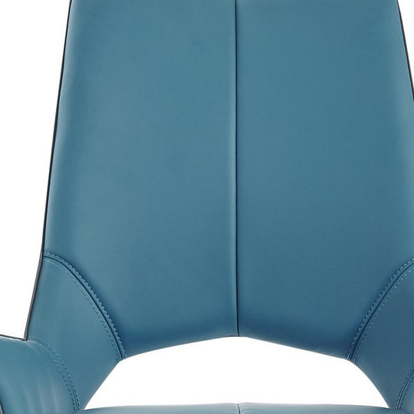 Homeroots Set Of Two Turquoise And Silver Upholstered Faux Leather Dining Side Chairs  Metal 383899