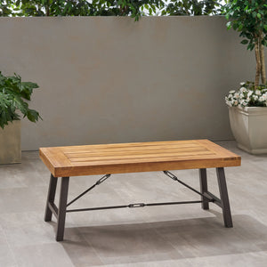 English Elm Christopher Knight Home® - Outdoor Acacia Wood Coffee Table with Teak Finish, Rustic Metal Frame, Farmhouse Patio Centerpiece 62348.00