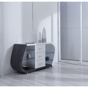 HomeRoots White Multi-Tone Buffet with 3 Drawers - Modern Sideboard for Stylish Storage & Organization Solutions 383917