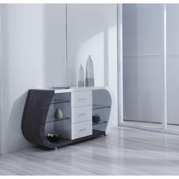 HomeRoots White Multi-Tone Buffet with 3 Drawers - Modern Sideboard for Stylish Storage & Organization Solutions 383917