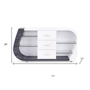 HomeRoots White Multi-Tone Buffet with 3 Drawers - Modern Sideboard for Stylish Storage & Organization Solutions 383917