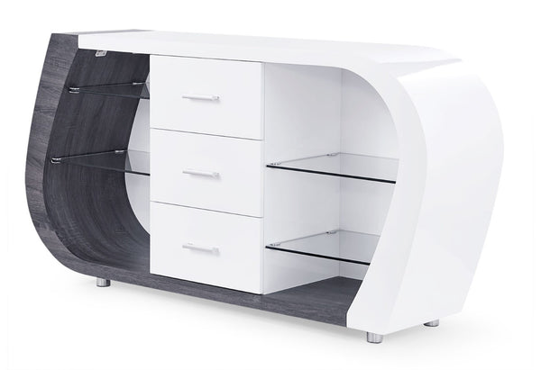 HomeRoots White Multi-Tone Buffet with 3 Drawers - Modern Sideboard for Stylish Storage & Organization Solutions 383917