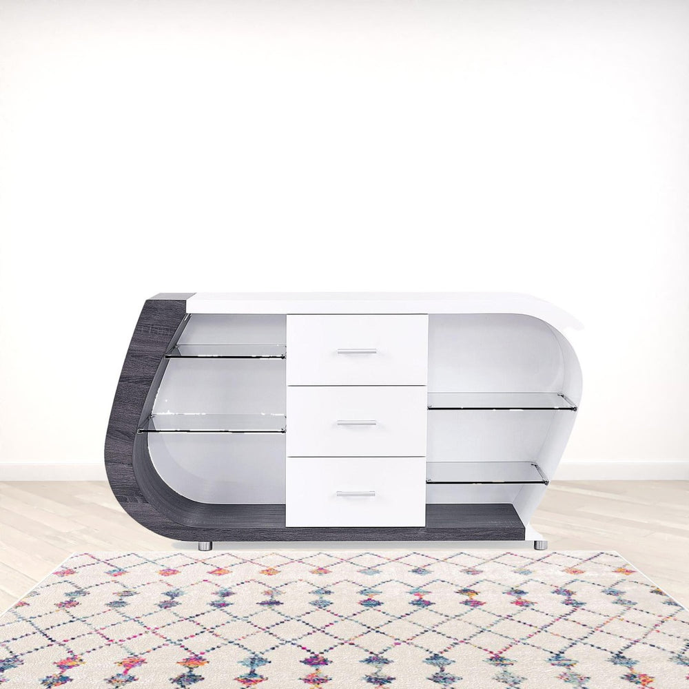 HomeRoots White Multi-Tone Buffet with 3 Drawers - Modern Sideboard for Stylish Storage & Organization Solutions 383917