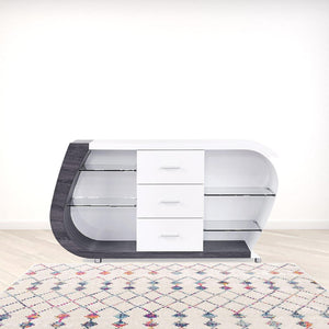HomeRoots White Multi-Tone Buffet with 3 Drawers - Modern Sideboard for Stylish Storage & Organization Solutions 383917