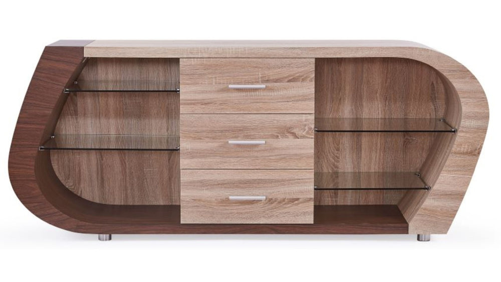 HomeRoots Oak Multi-Tone Buffet with 3 Drawers – Contemporary Storage Solution for Dining and Living Spaces 383918
