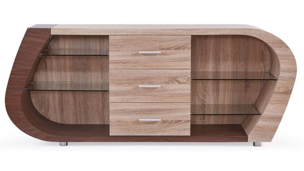 HomeRoots Oak Multi-Tone Buffet with 3 Drawers – Contemporary Storage Solution for Dining and Living Spaces 383918