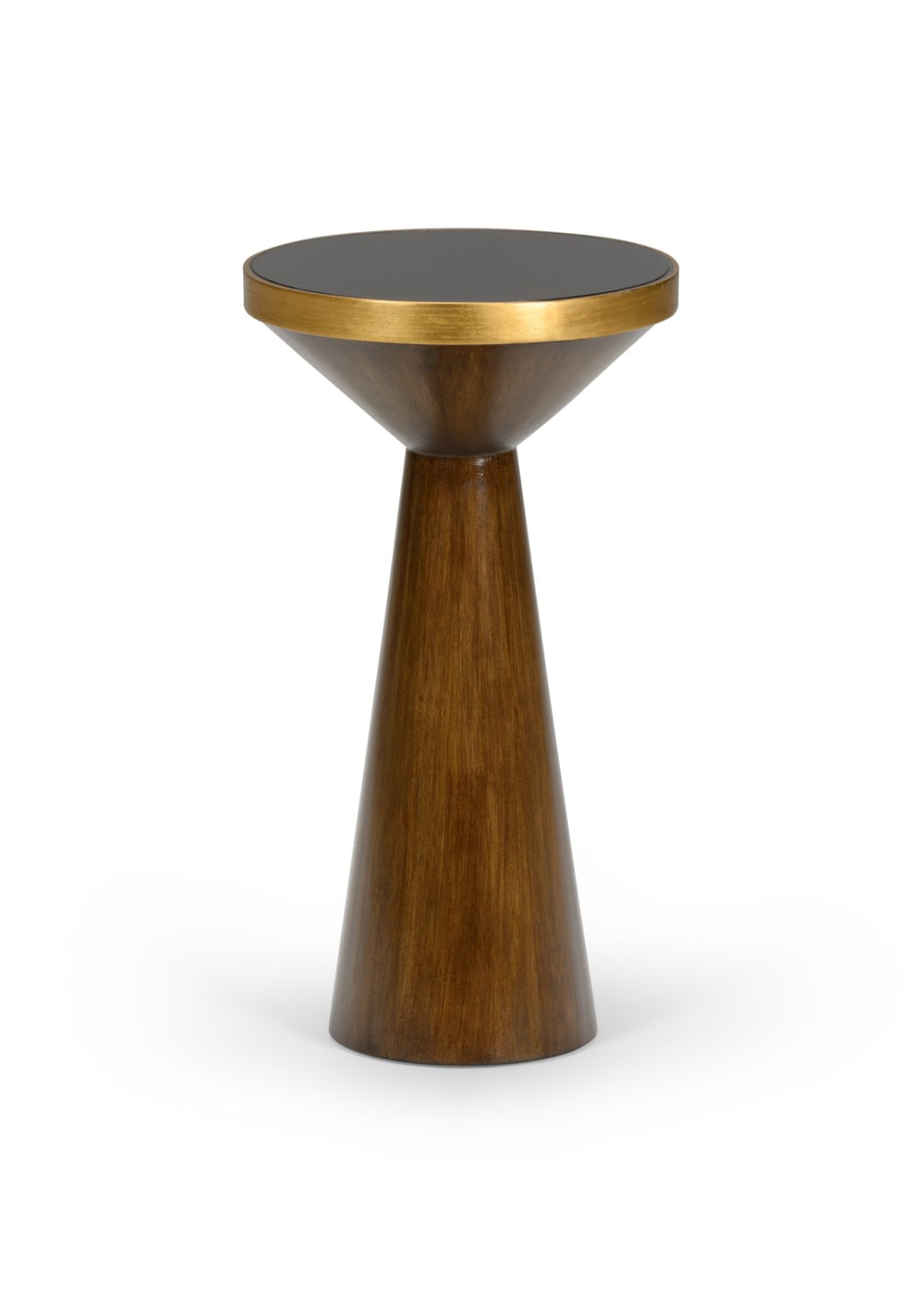 Chelsea House N. N. Y. Drinks Table By Bradshaw Orrell — Mahogany Frame, Clear Tempered Glass Top, Antique Gold Trim, Compact Elegance 383924