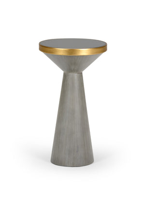 Chelsea House N. Weathered Gray N.Y. Drinks Table By Bradshaw Orrell — Glass Top, Antique Gold Edge, Transitional Accent 383927