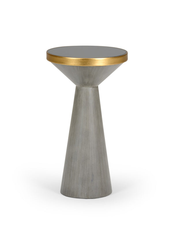 Chelsea House N. Weathered Gray N.Y. Drinks Table By Bradshaw Orrell — Glass Top, Antique Gold Edge, Transitional Accent 383927