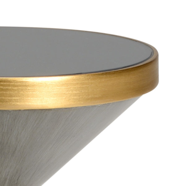 Chelsea House N. Weathered Gray N.Y. Drinks Table By Bradshaw Orrell — Glass Top, Antique Gold Edge, Transitional Accent 383927