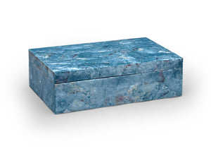 Chelsea House Blue Hammer Shell Box — Distressed Coastal Wood Trinket Chest 14" Wide For Keys, Jewelry, Decor 383942