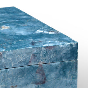 Chelsea House Blue Hammer Shell Box — Distressed Coastal Wood Trinket Chest 14" Wide For Keys, Jewelry, Decor 383942