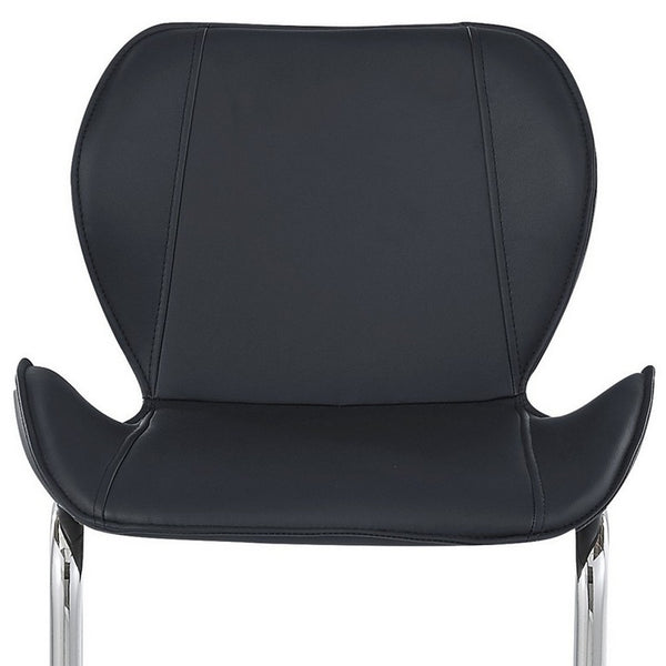 Homeroots Set Of Four 26 " Black And Silver Metal Low Back Bar Height Bar Chairs   383944