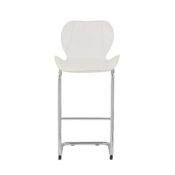 Homeroots Set Of Four 26 " White And Silver Metal Low Back Bar Height Bar Chairs   383947