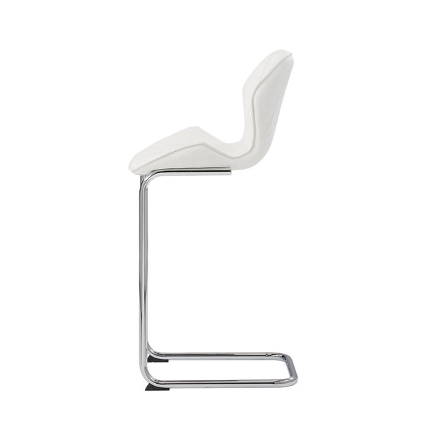 Homeroots Set Of Four 26 " White And Silver Metal Low Back Bar Height Bar Chairs   383947