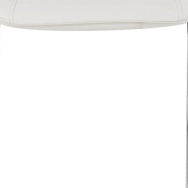 Homeroots Set Of Four 26 " White And Silver Metal Low Back Bar Height Bar Chairs   383947