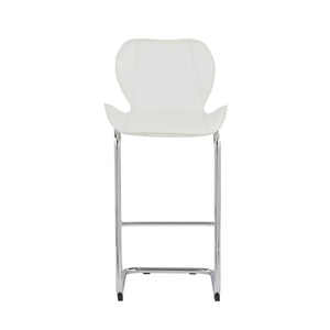 Homeroots Set Of Four 26 " White And Silver Metal Low Back Bar Height Bar Chairs   383947