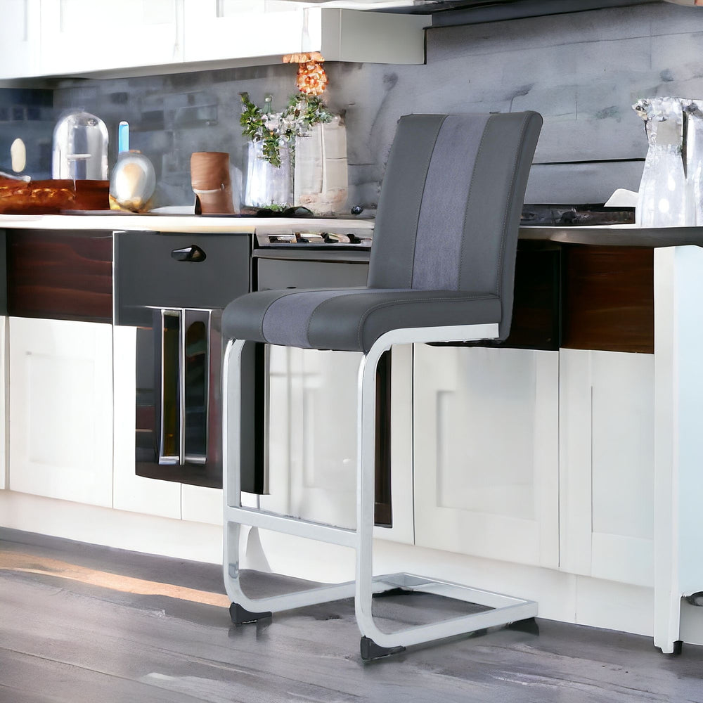 Homeroots Set Of Four 26 " Gray And Silver Metal Low Back Counter Height Bar Chairs   383949