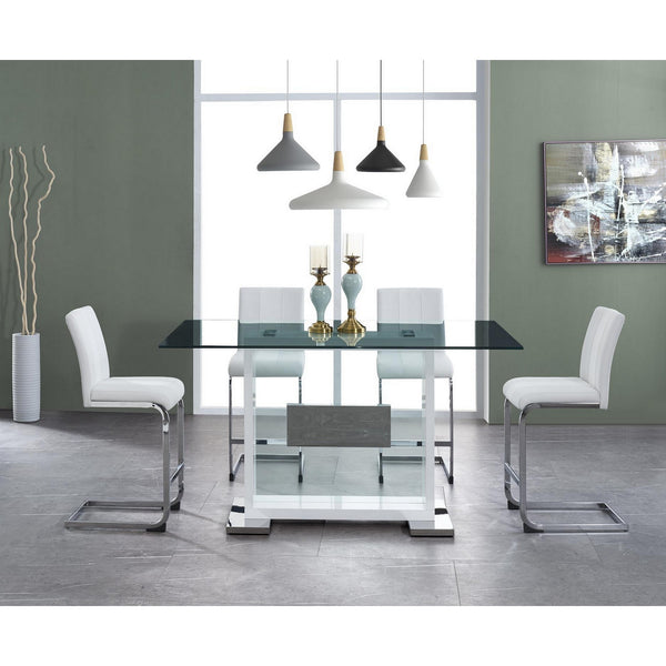 Homeroots Set Of Four 26 " White And Silver Metal Low Back Counter Height Bar Chairs   383950