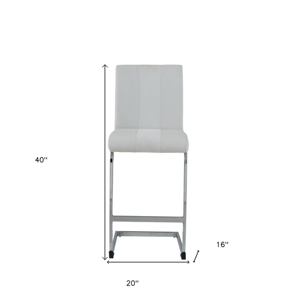 Homeroots Set Of Four 26 " White And Silver Metal Low Back Counter Height Bar Chairs   383950