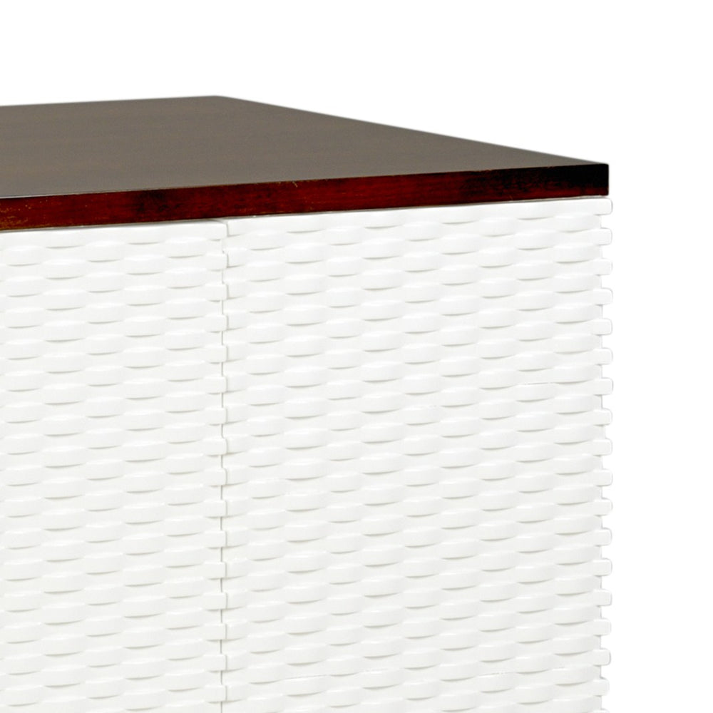 Chelsea House James Sideboard Walnut Veneer With Textured White Woven Doors, Antique Gold Accents & Touch-Open Storage 383955