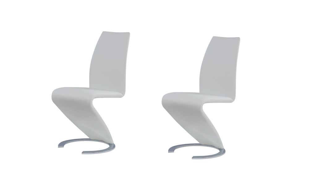 Homeroots Set Of Two White And Silver Upholstered Faux Leather Dining Parsons Chairs  Wood 383955