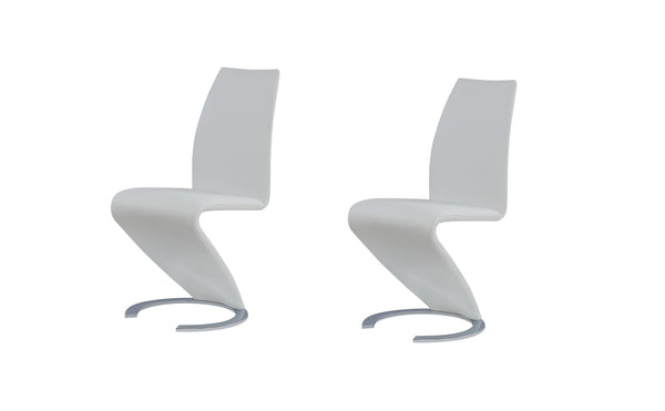 Homeroots Set Of Two White And Silver Upholstered Faux Leather Dining Parsons Chairs  Wood 383955