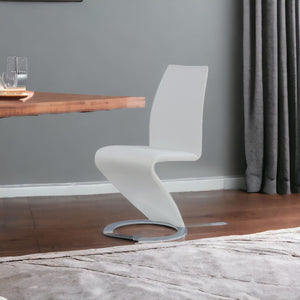 Homeroots Set Of Two White And Silver Upholstered Faux Leather Dining Parsons Chairs  Wood 383955