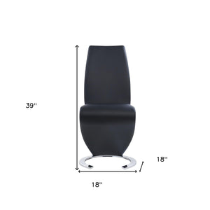 Homeroots Set Of Two Black And Silver Upholstered Faux Leather Dining Parsons Chairs  Wood 383956